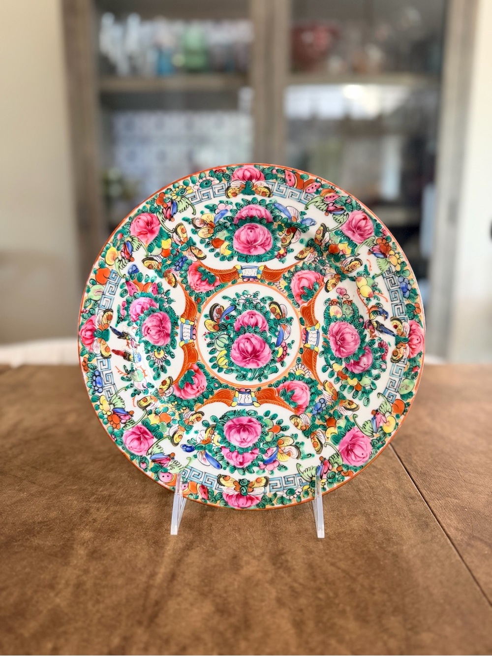 Hand-Painted Rose Medallion Plate 10”